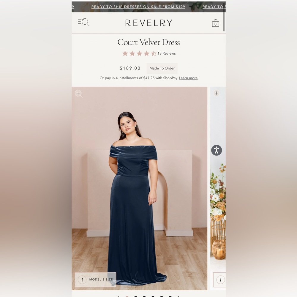 Revelry Court Velvet Dress Size 8